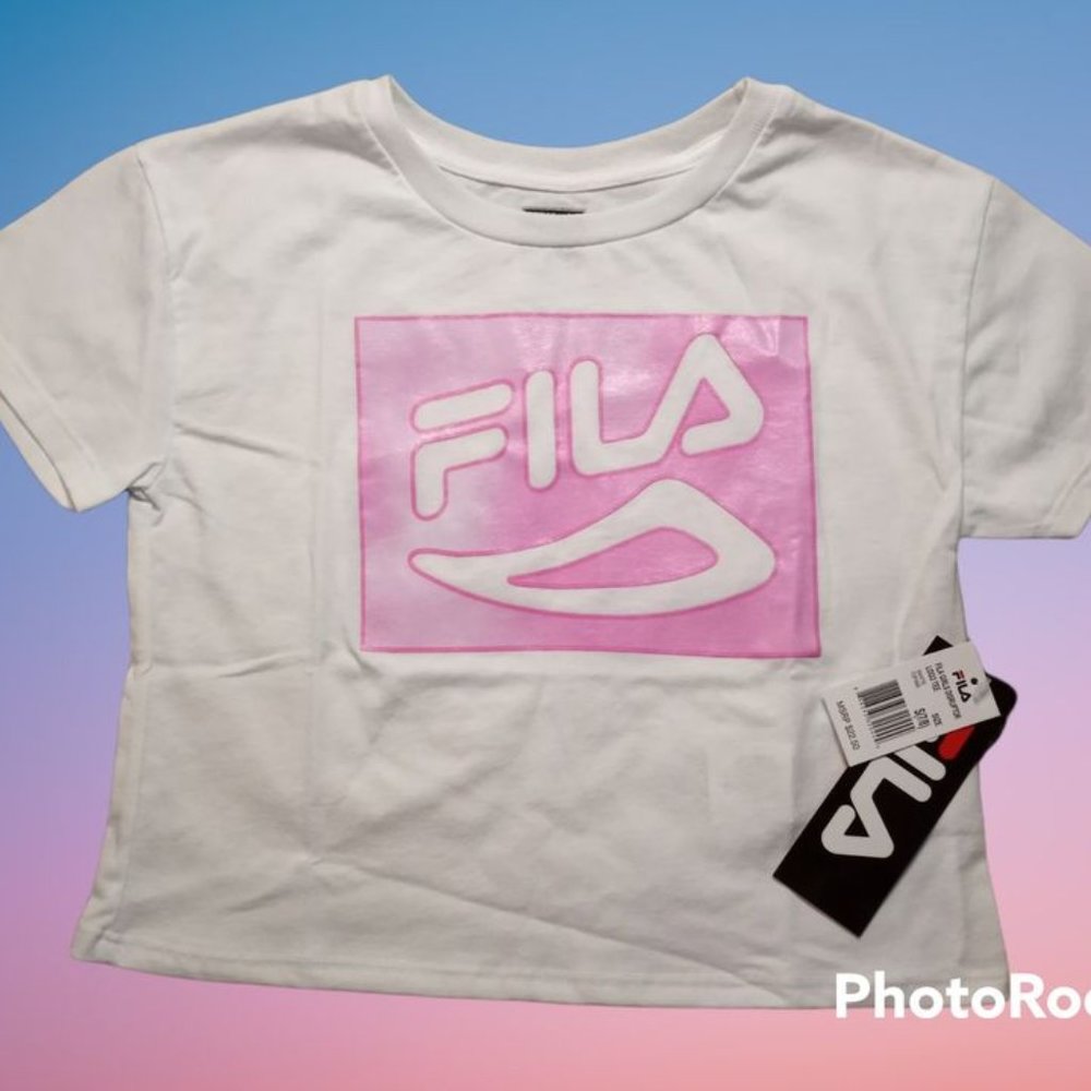 Girls Fila Shirt Crop Top Logo T-shirt size Small 7/8